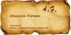 Alexics Ferenc névjegykártya