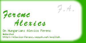 ferenc alexics business card